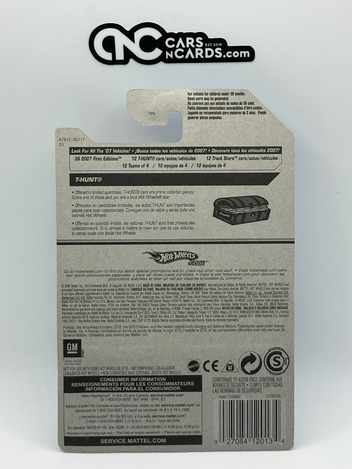 2007 Hot Wheels T-Hunt$ 1/12 Super Treasure Hunt '69 Pontiac GTO With Protector