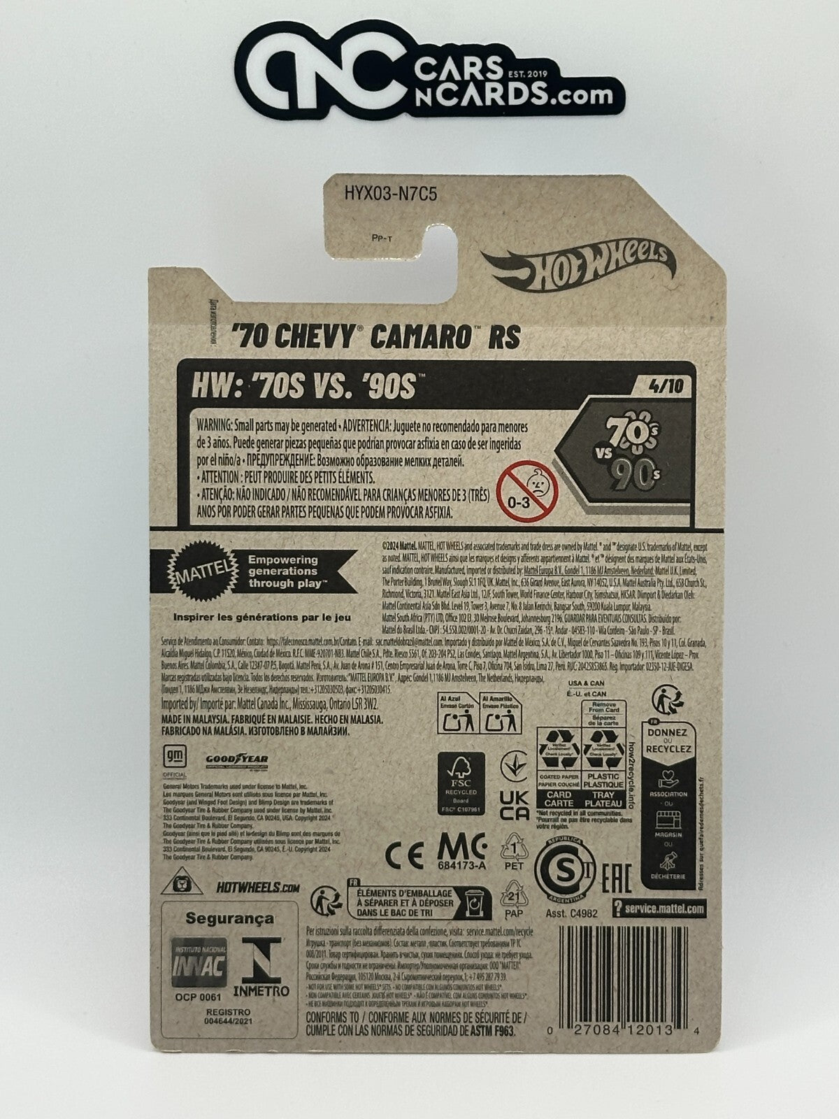 2025 Hot Wheels HW: '70s Vs. '90s 4/10 '70 Chevy Camaro RS Gold