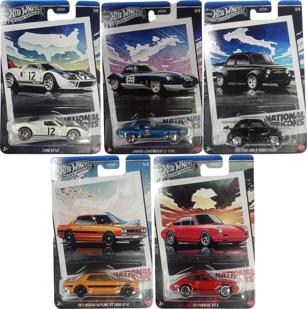 2025 Hot Wheels Silver Series National Icons Full Set of 5 Cars