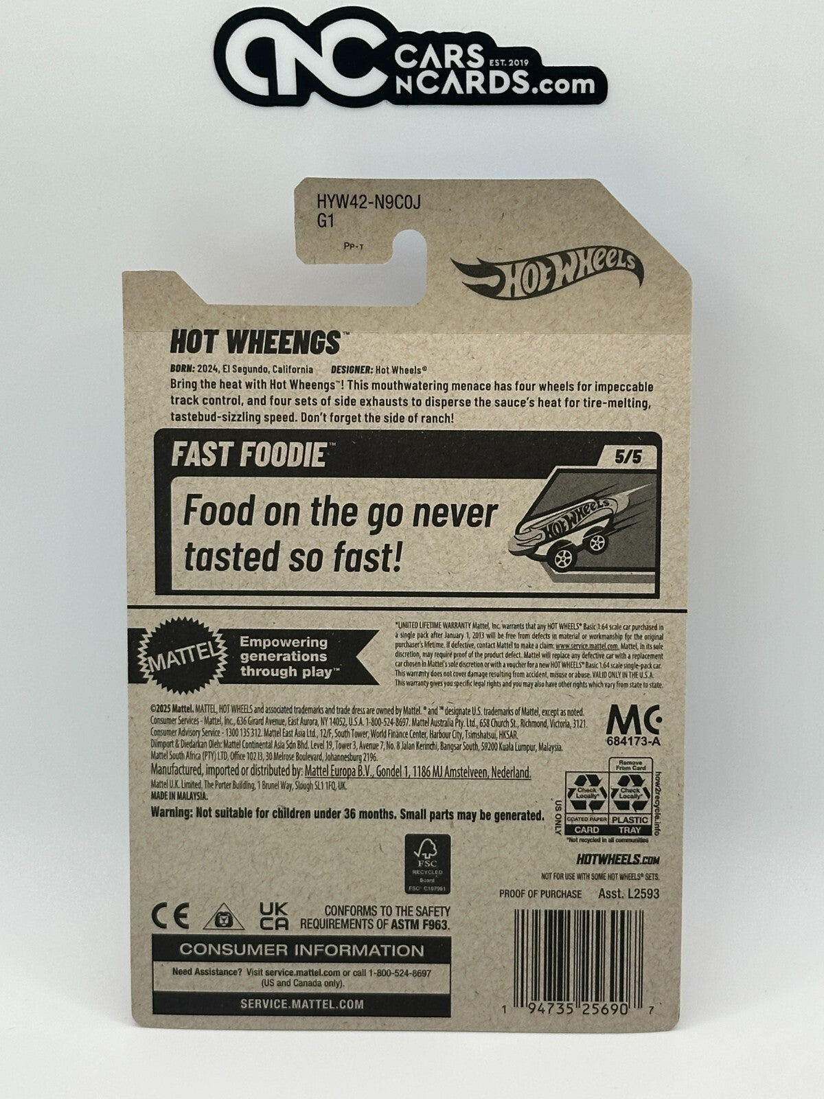 2025 Hot Wheels Fast Foodie 5/5 Hot Wheengs