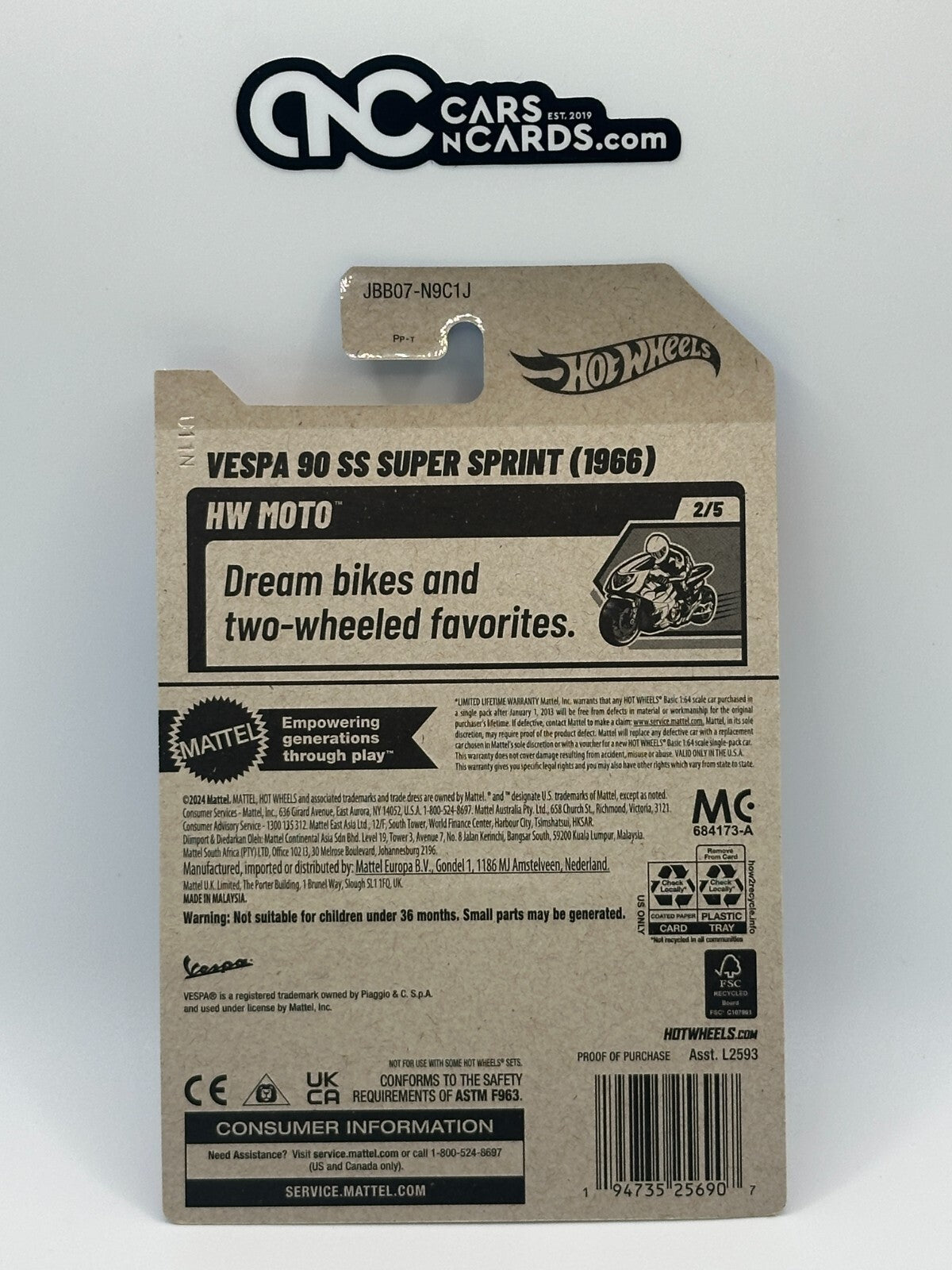 2025 Hot Wheels HW Moto 2/5 Vespa 90 SS Super Sprint (1966)