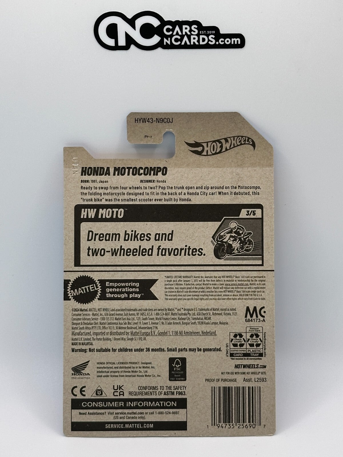 2025 Hot Wheels HW Moto 3/5 Honda Motocompo