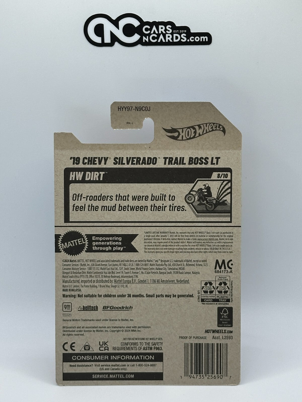2025 Hot Wheels HW Dirt 8/10 '19 Chevy Silverado Trail Boss LT