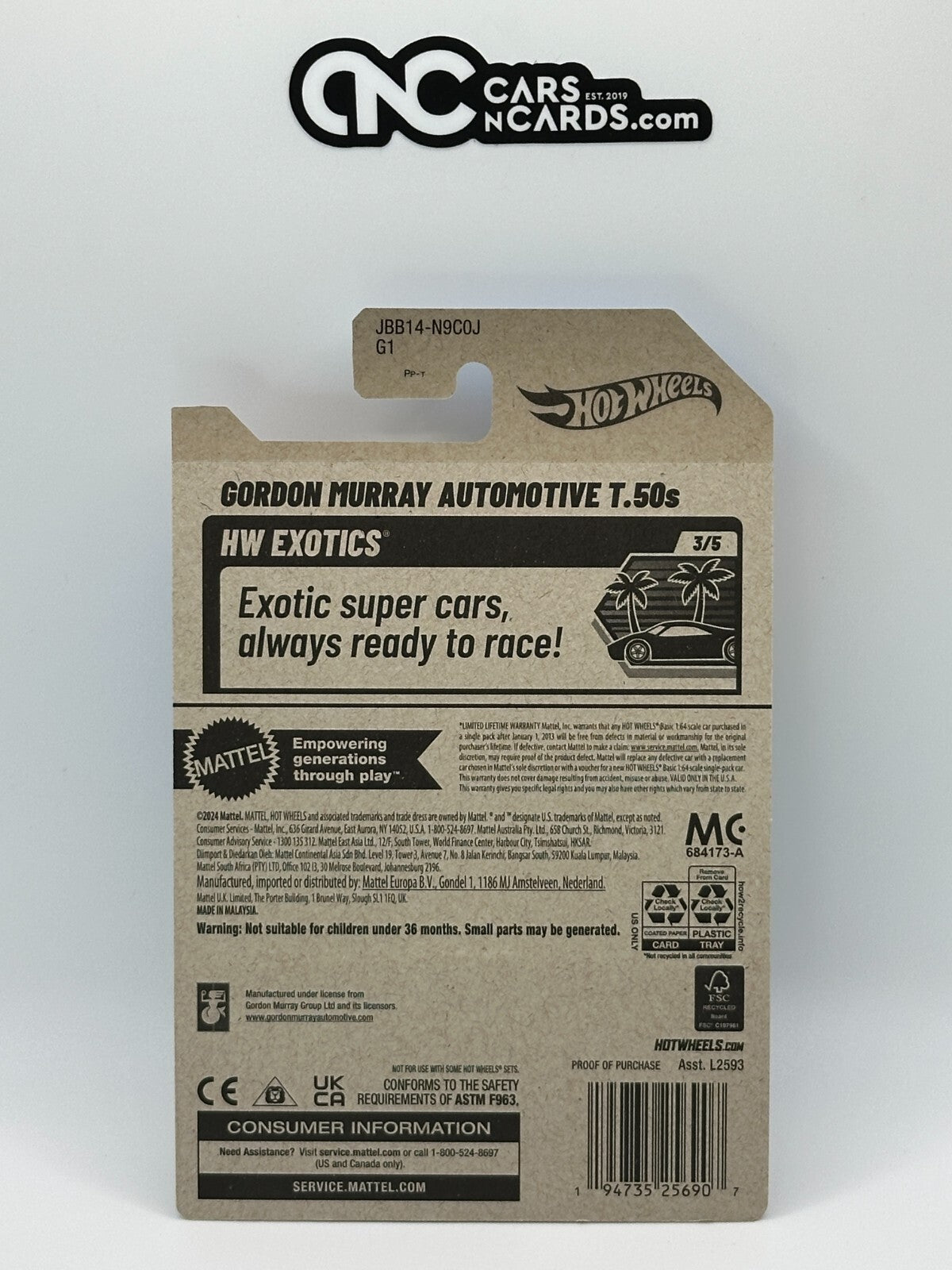 2025 Hot Wheels HW Exotics 3/5 Gordon Murray Automotive T.50s