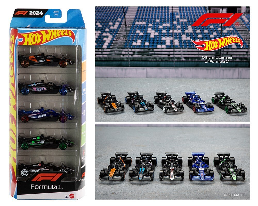 2025 Hot Wheels 1:64 Basic F1 Formula 1 Racing 5 Pack Cars Set