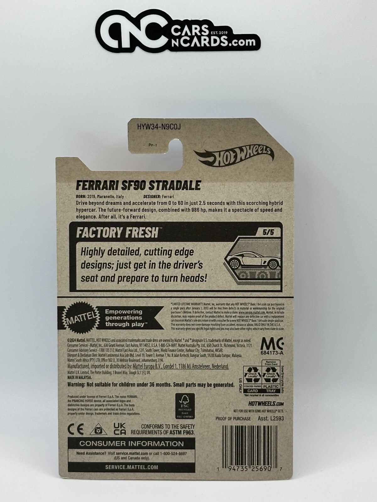 2025 Hot Wheels Factory Fresh 5/5 Ferrari SF90 Stradale