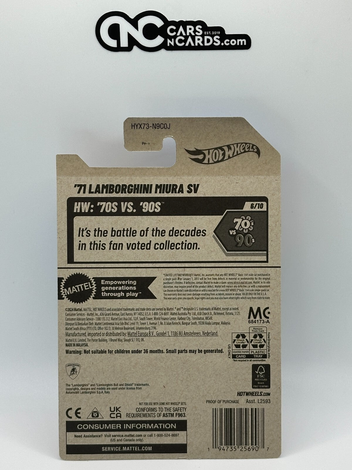 2025 Hot Wheels HW: '70s VS. '90s 6/10 '71 Lamborghini Miura SV Black