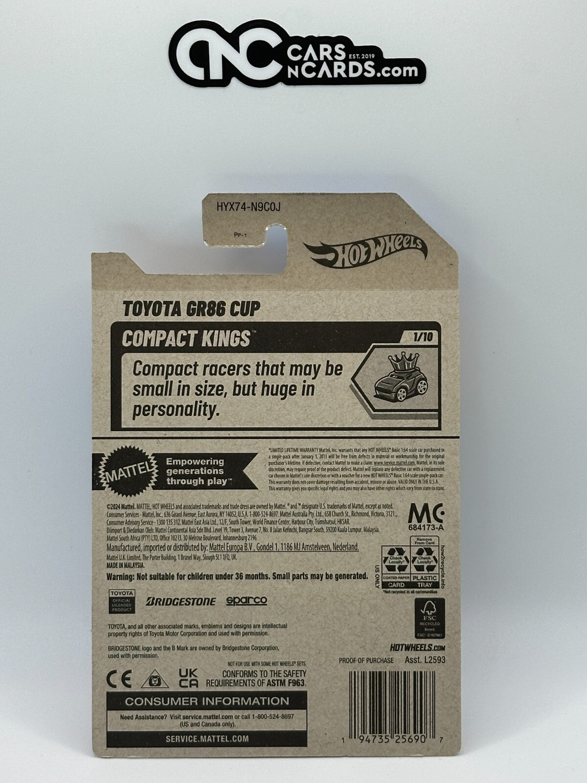 2025 Hot Wheels Compact Kings 1/10 Toyota GR86 Cup Red