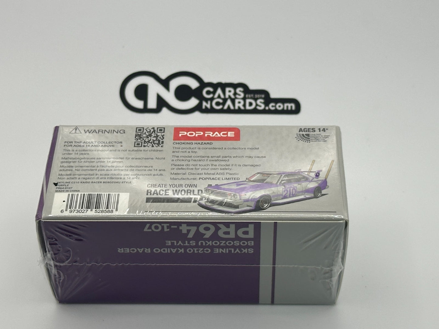 POPRACE 1:64 SKYLINE C210 KAIDO RACER (BOSOZOKU STYLE) PURPLE CHROME/SILVER PR64
