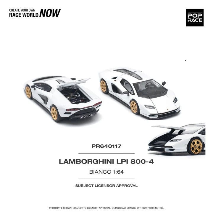 POPRACE 1:64 LAMBORGHINI COUNTACH LPI 800-4 BIANCO SIDERALE PR640117