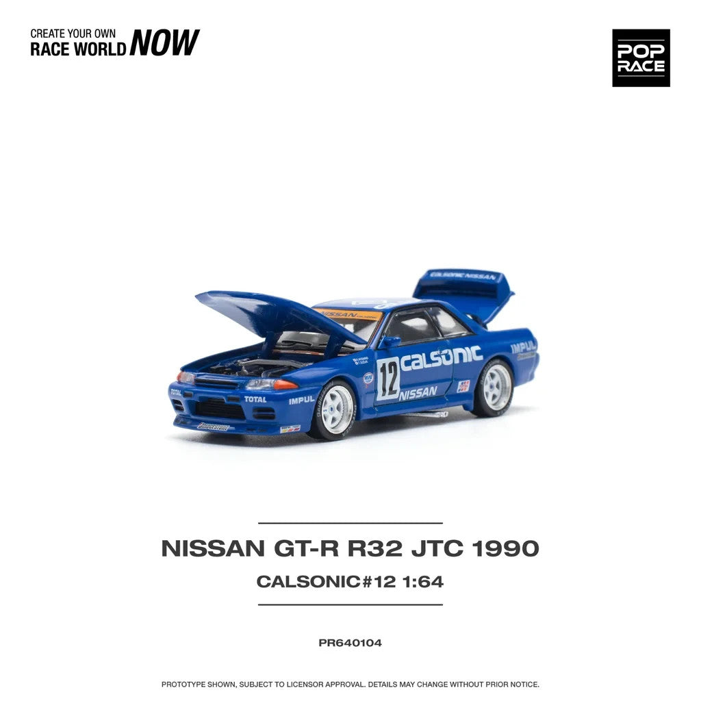 POPRACE 1:64 Nissan Skyline GT-R R32 JTC 1990 Calsonic #12 PR640104