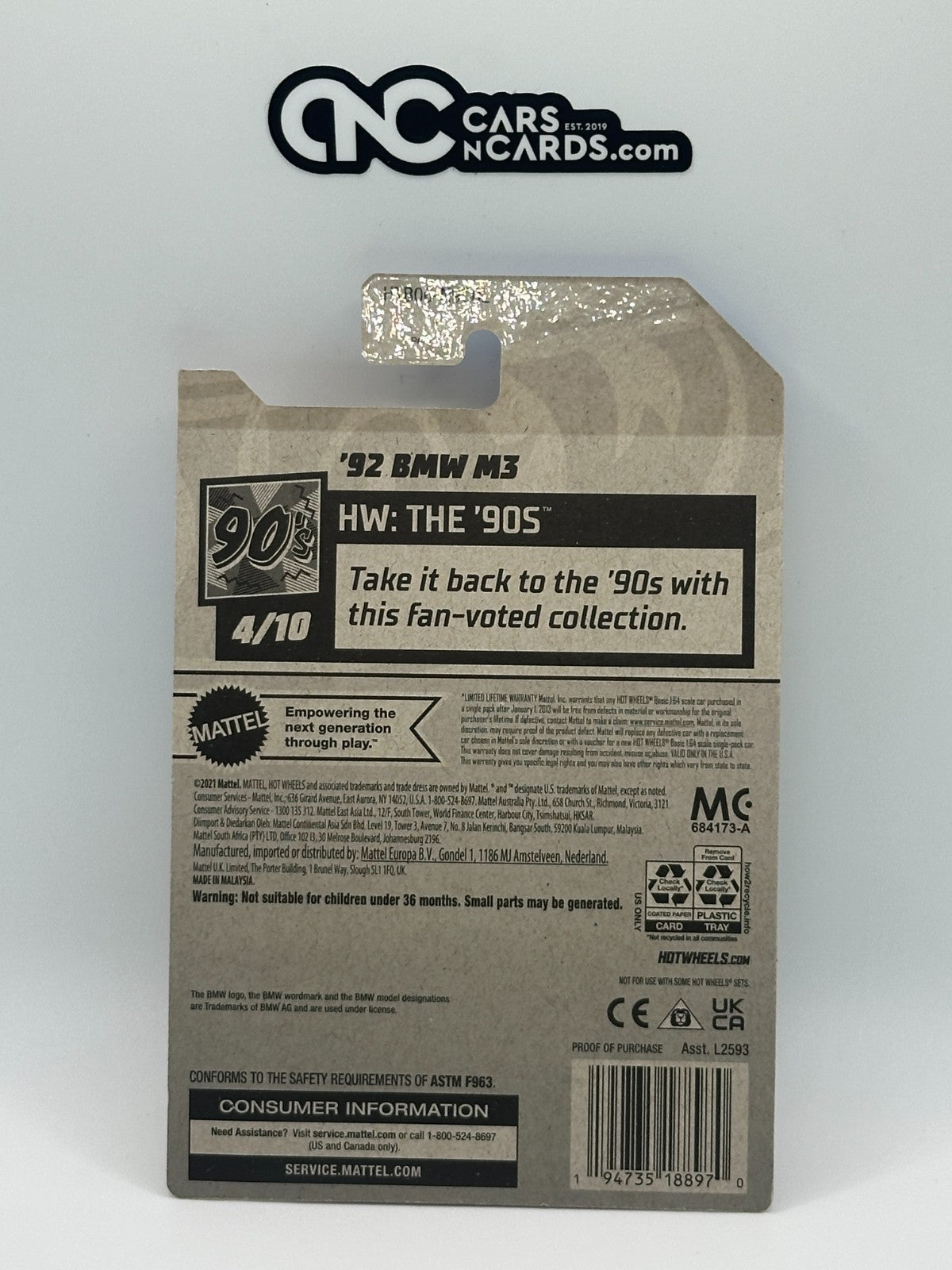 2024 Hot Wheels HW The '90s 4/10 '92 BMW M3 Yellow 195/250