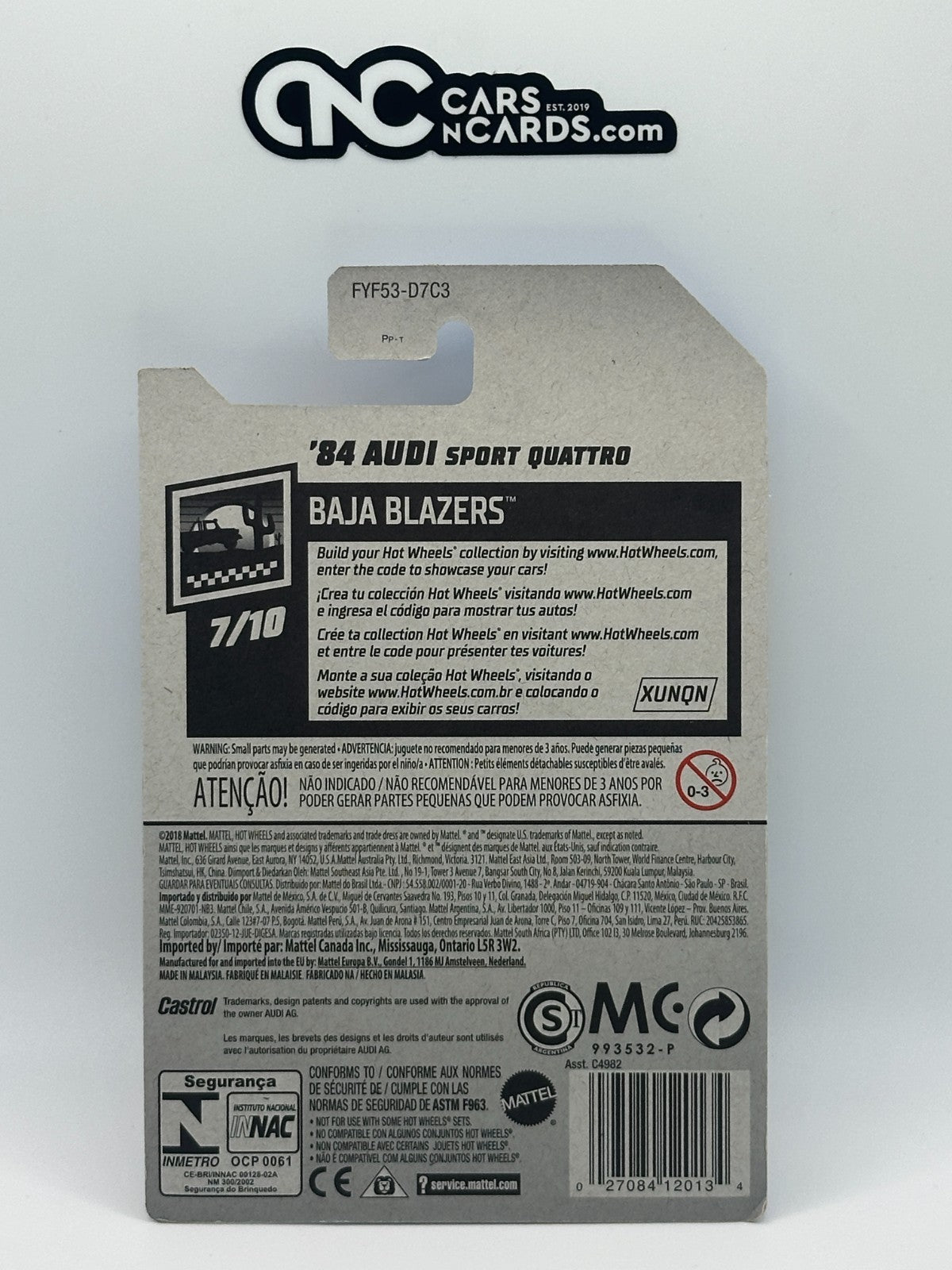 2019 Hot Wheels Baja Blazers 7/10 '84 Audi Sport Quattro Green