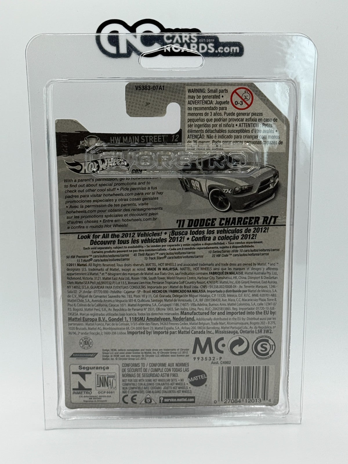 2012 Hot Wheels Super Treasure Hunt '11 Dodge Charger R/T With Protector