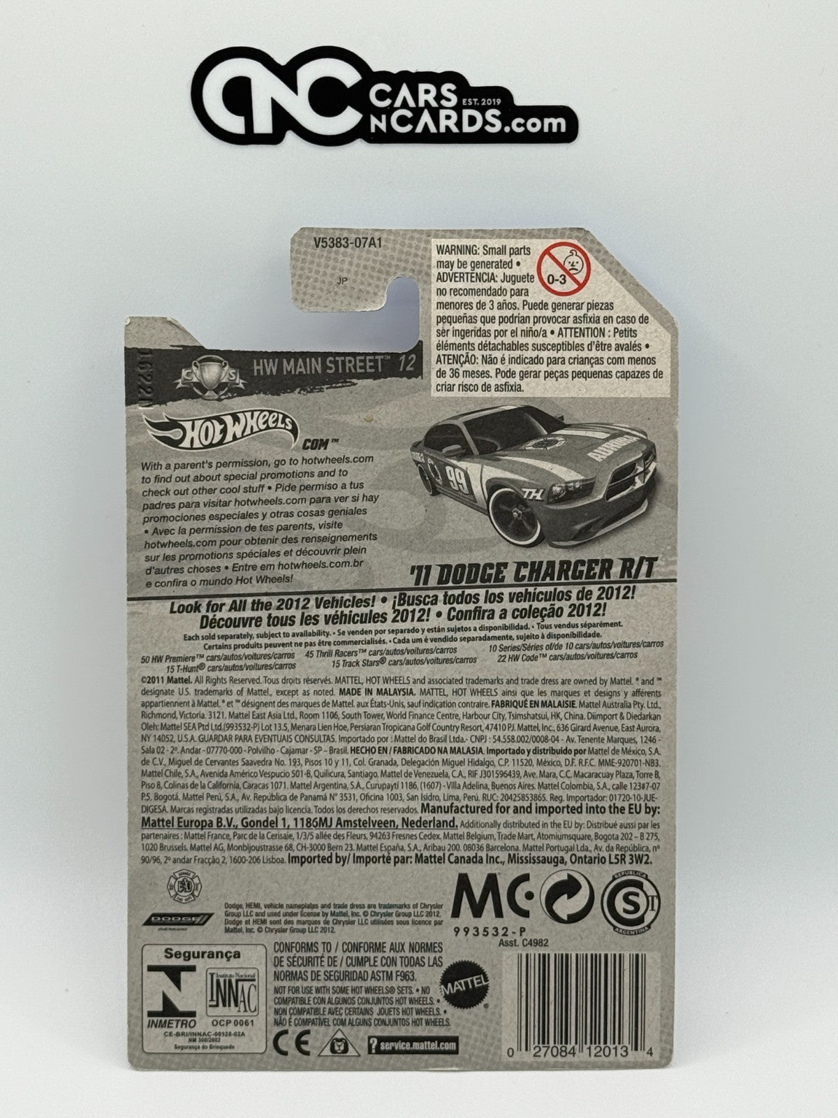 2012 Hot Wheels Super Treasure Hunt '11 Dodge Charger R/T With Protector