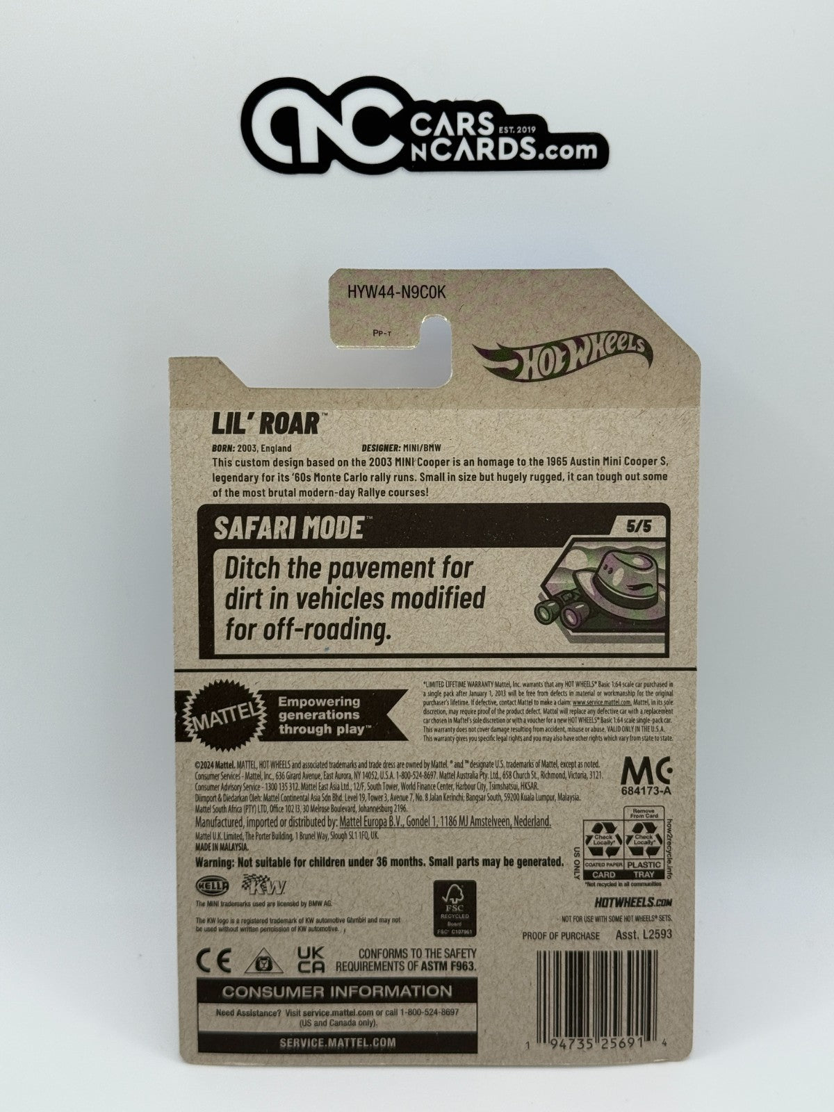 2025 Hot Wheels Safari Mode 5/5 Lil' Roar Mini Cooper