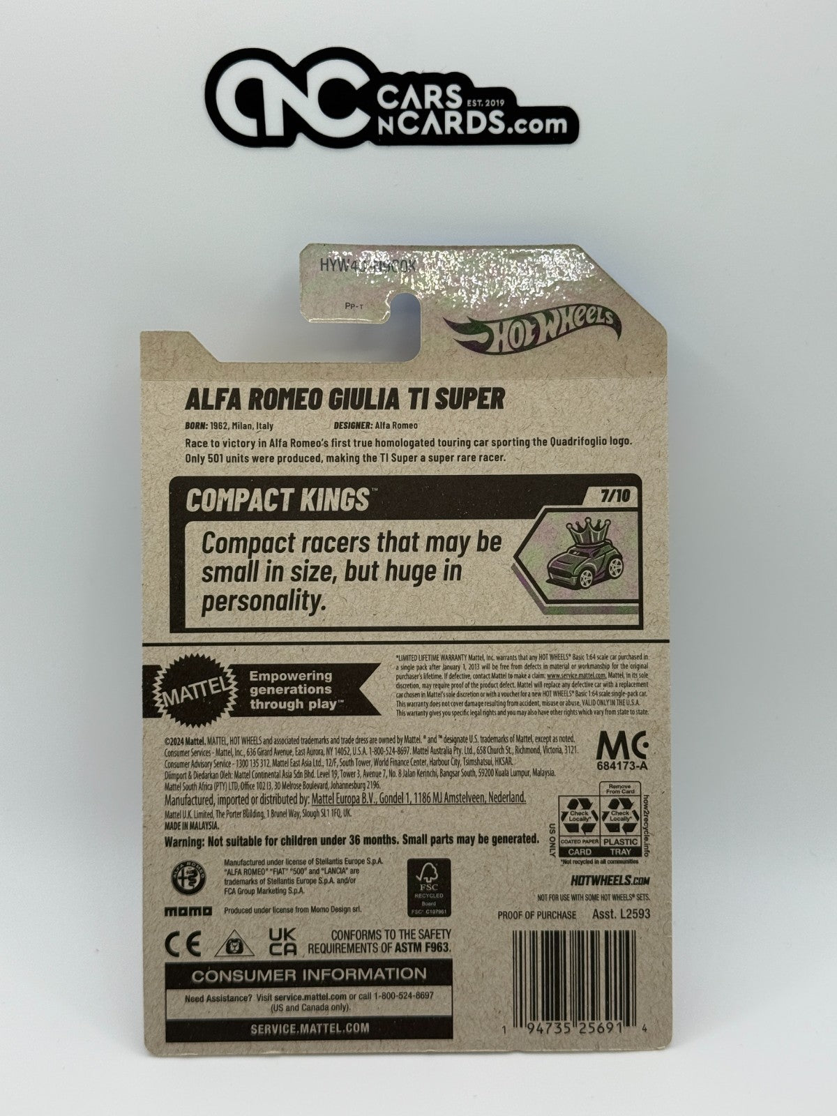 2025 Hot Wheels Compact Kings 7/10 Alfa Romeo Giulia TI Super