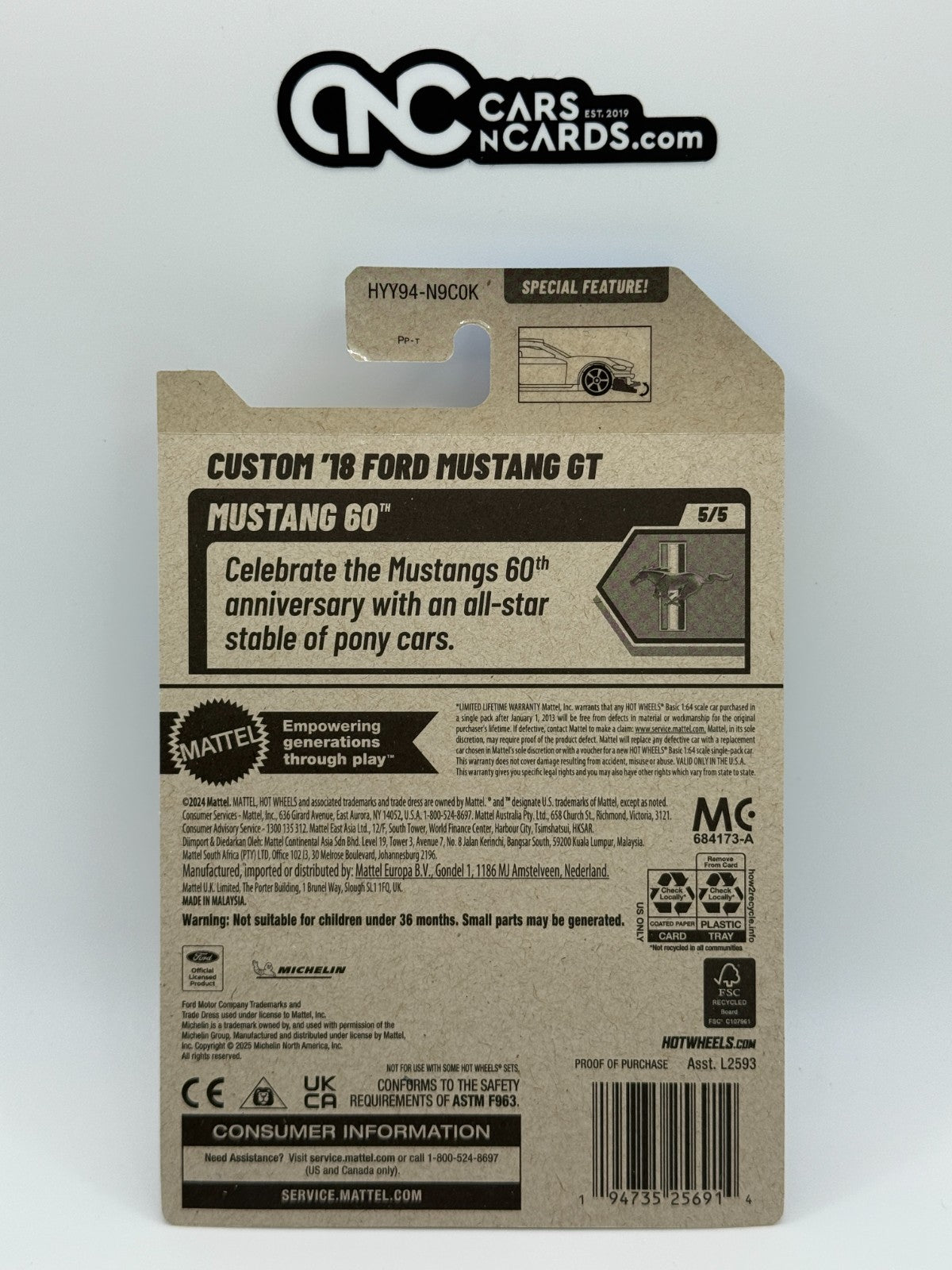 2025 Hot Wheels Mustang 60 5/5 Custom '18 Ford Mustang GT Blue