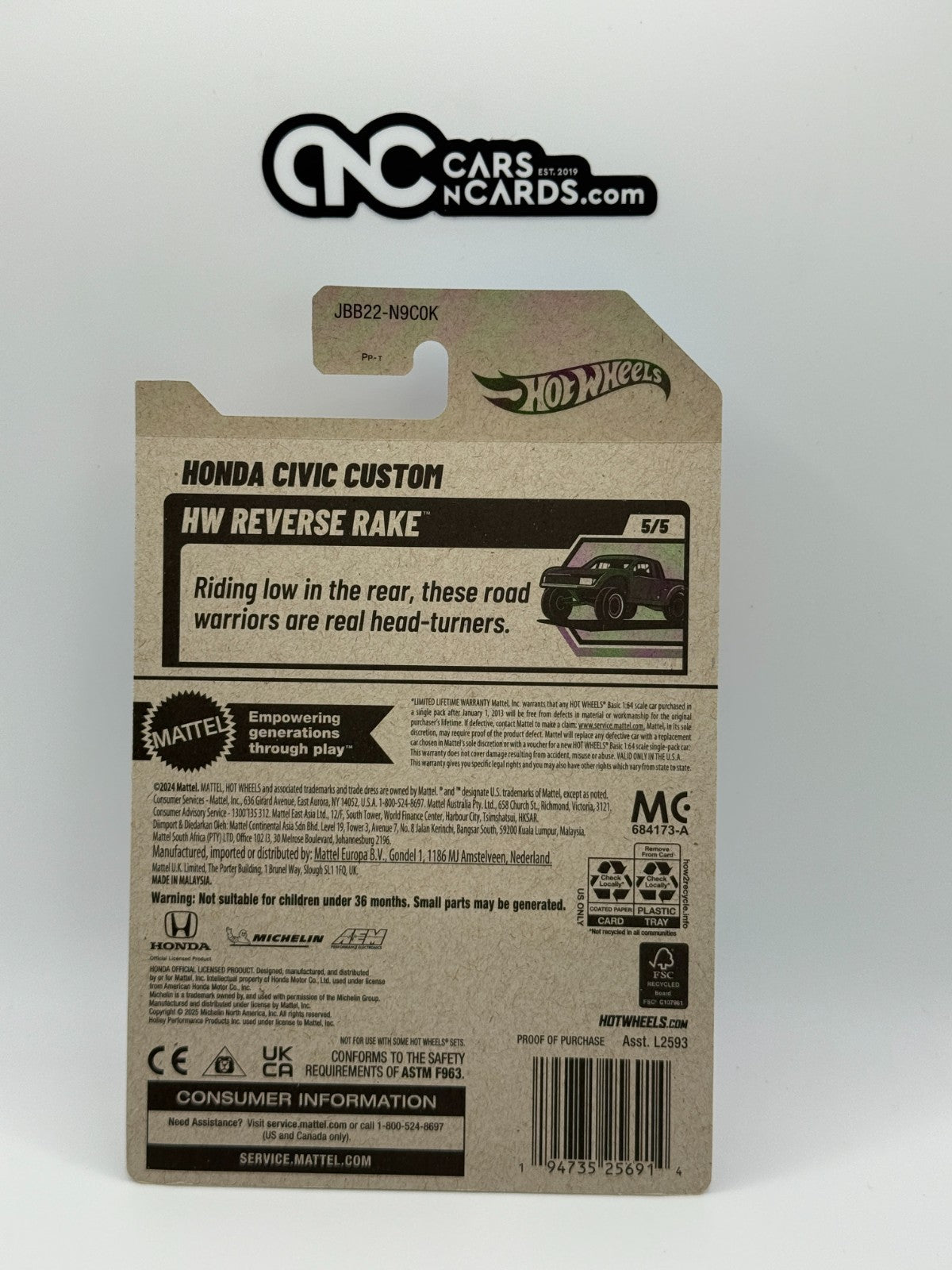 2025 Hot Wheels HW Reverse Rake 5/5 Honda Civic Custom