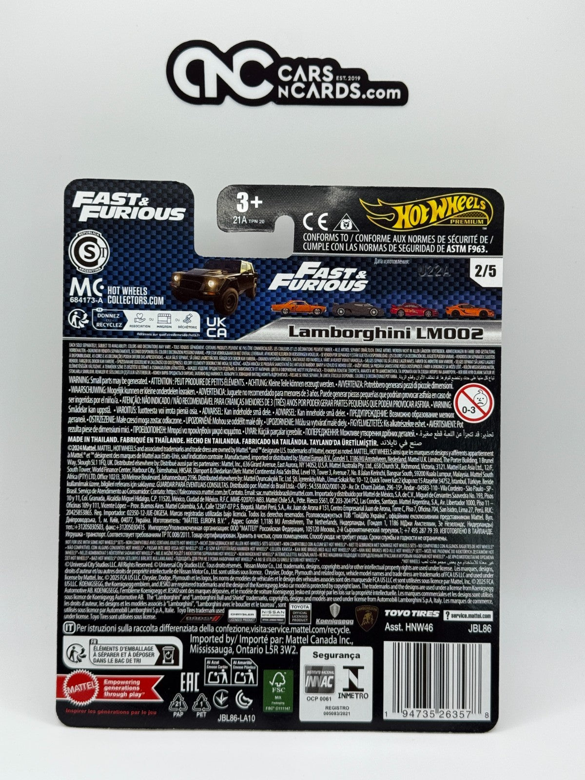 2025 Hot Wheels Premium Fast & Furious 2/5 Lamborghini LM002