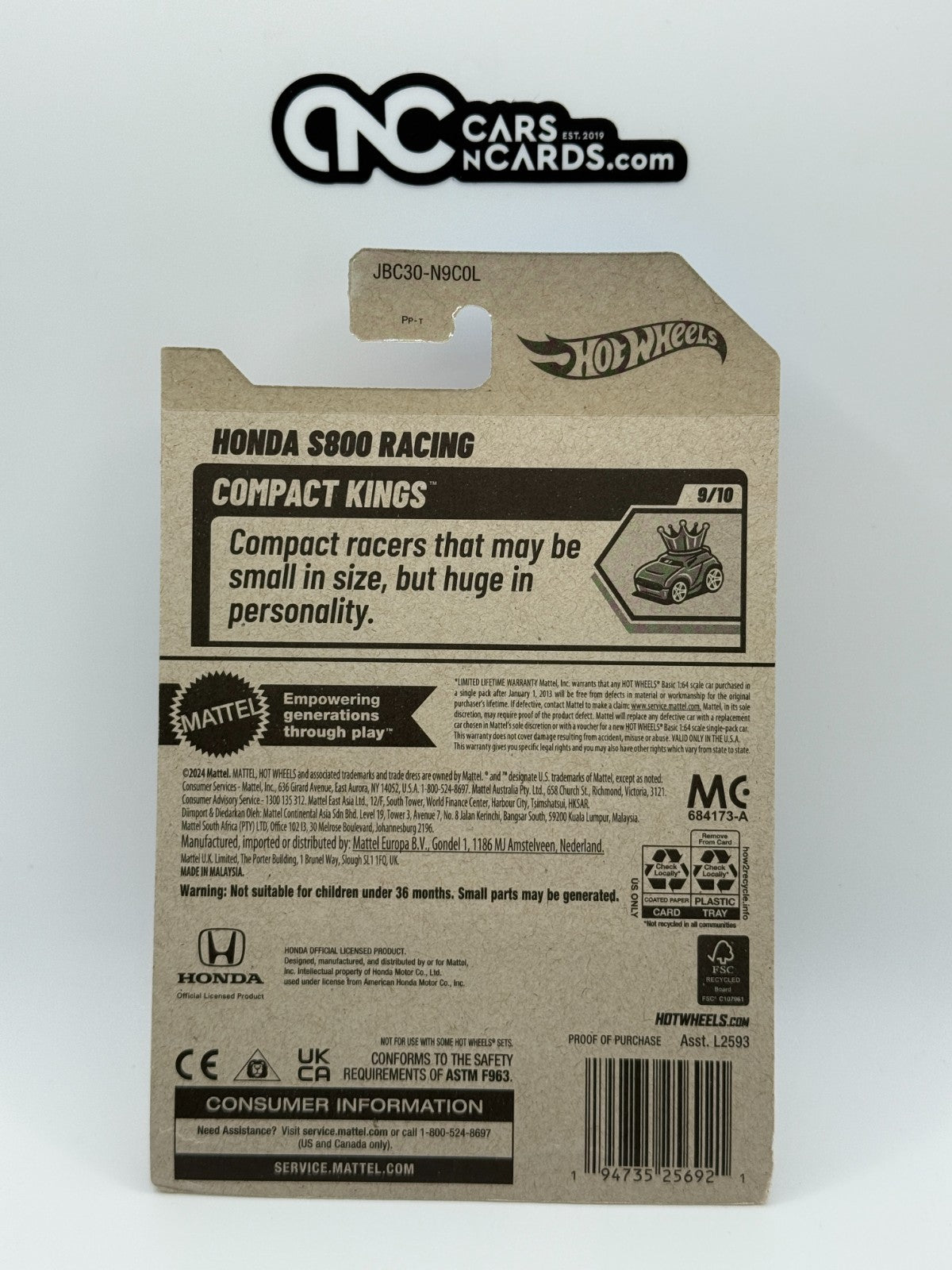 2025 Hot Wheels Compact Kings 9/10 Honda S800 Racing Treasure Hunt