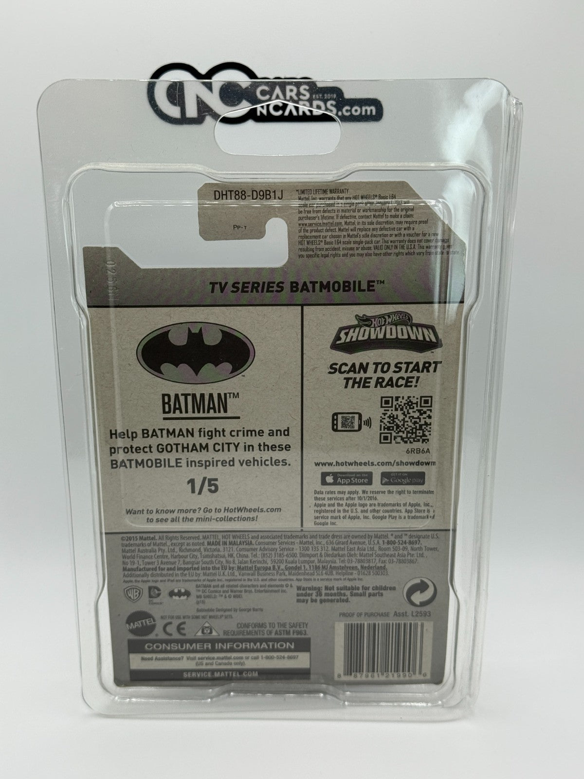 2016 Hot Wheels Super Treasure Hunt Batman 1/5 TV Series Batmobile W/Protector