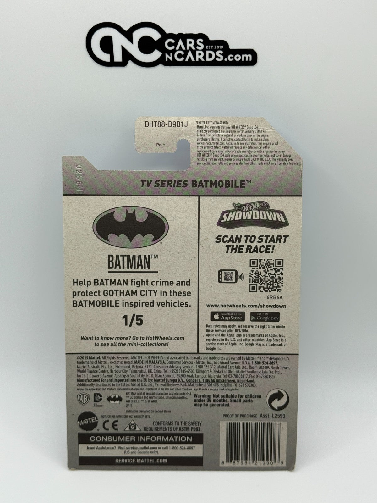2016 Hot Wheels Super Treasure Hunt Batman 1/5 TV Series Batmobile W/Protector