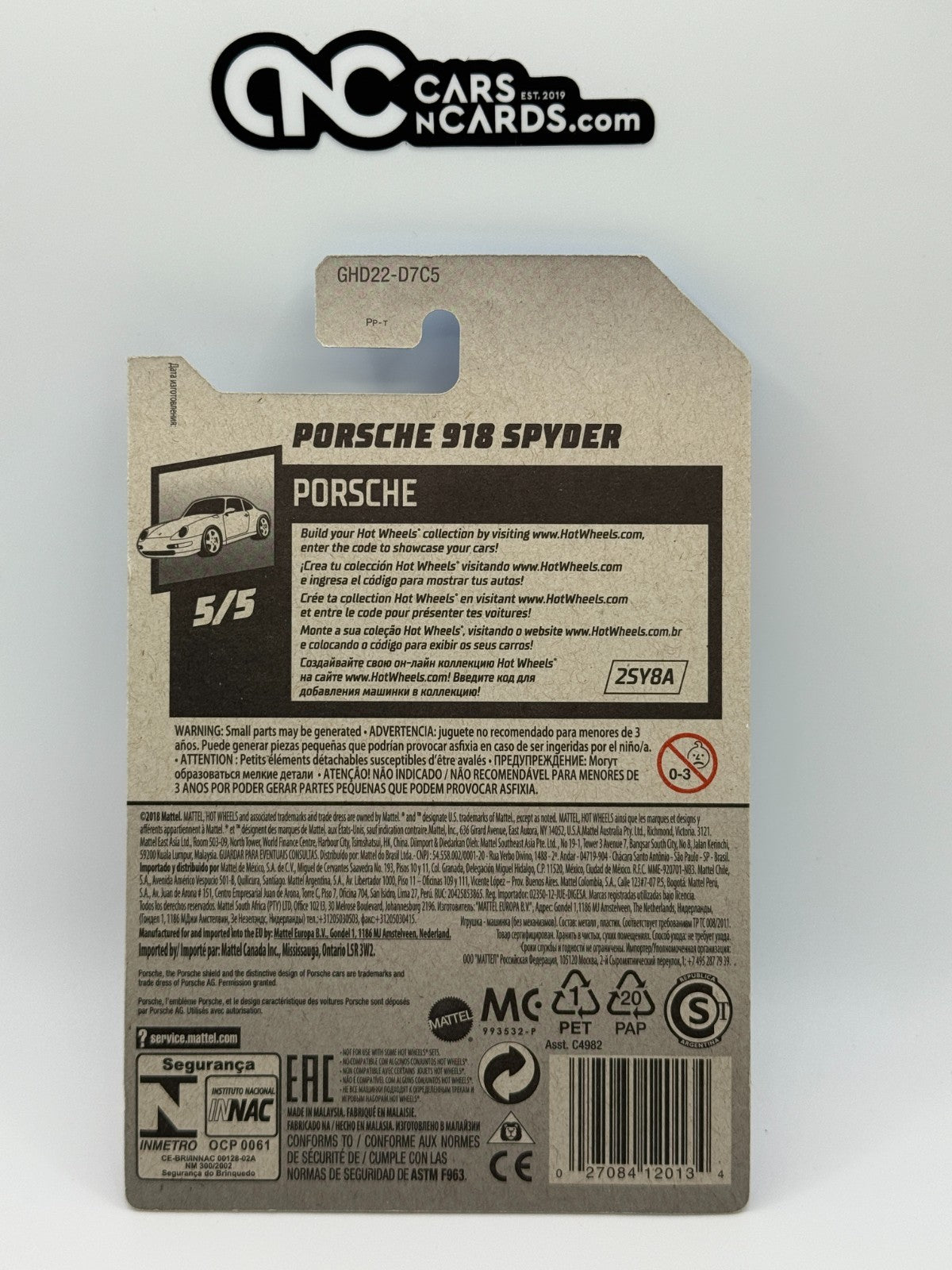 2020 Hot Wheels Porsche 5/5 Porsche 918 Spyder (Soft Corners)