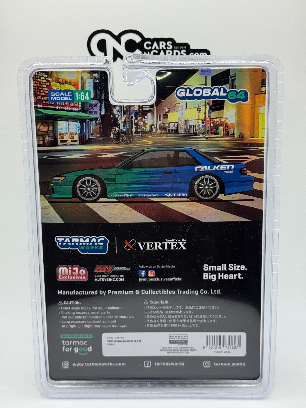Tarmac Works 1:64 VERTEX Nissan Silvia (S13) Falken – Blue – MiJo Exclusives