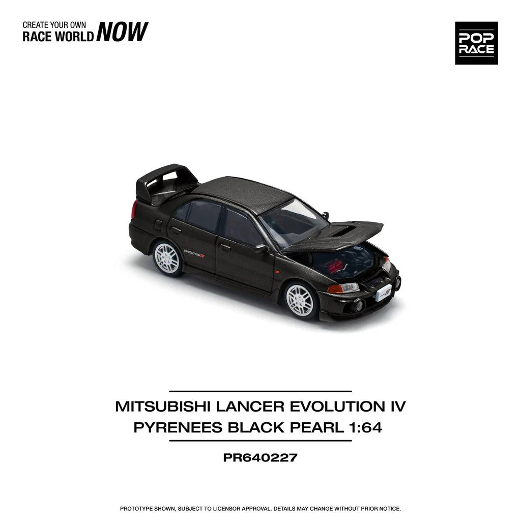 POPRACE 1:64 MITSUBISHI LANCER EVOLUTION IV - PYRENEES BLACK PEARL PR640227