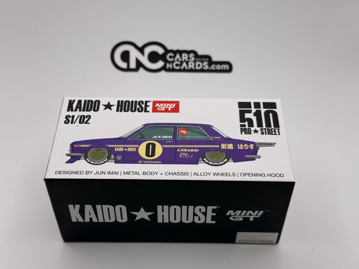 Kaido House x Mini GT 1:64 S1/02 Datsun 510 Pro Street Purple Open Box