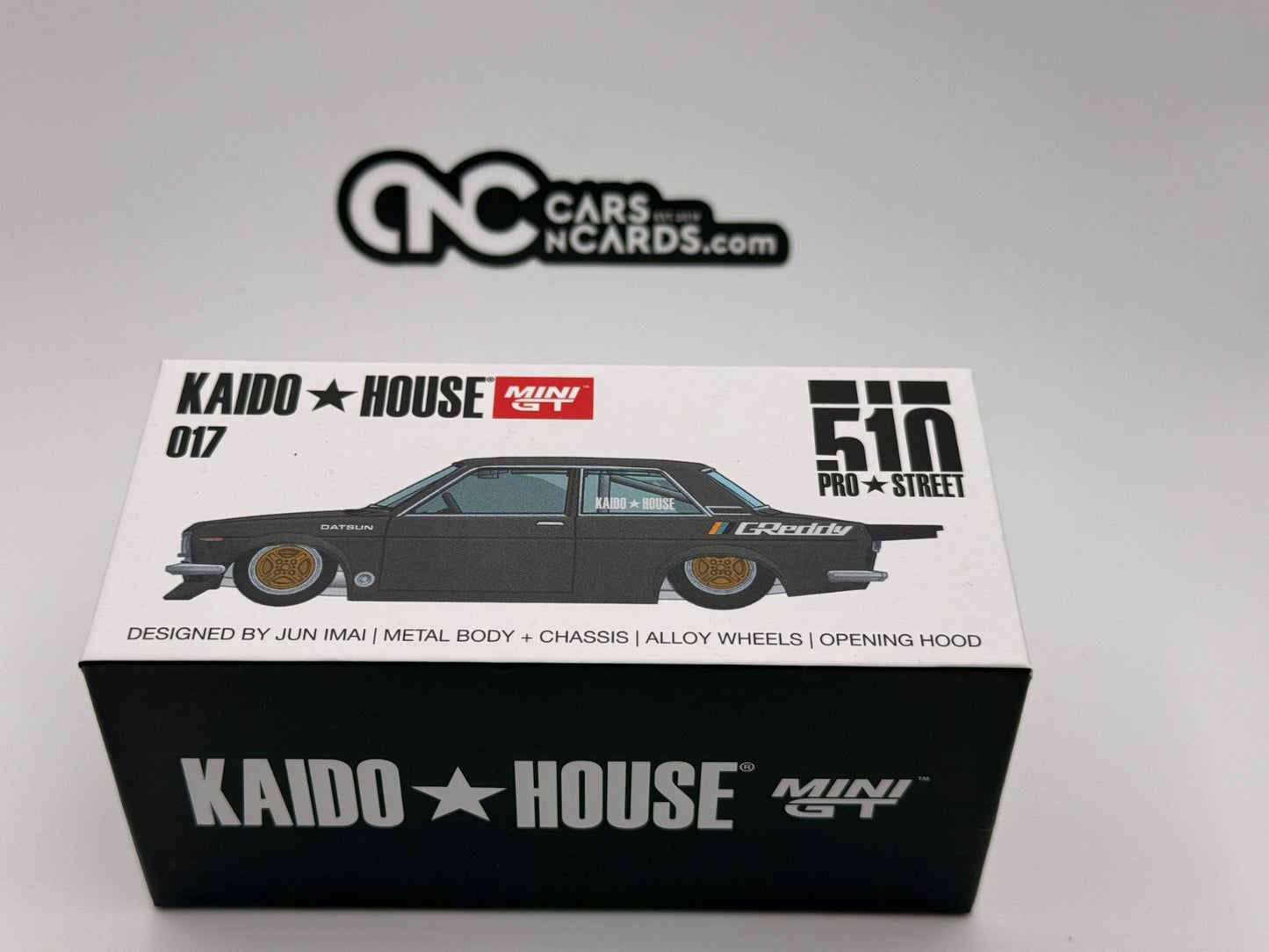 Kaido House x Mini GT 1:64 017 Datsun 510 Pro Street Gun Metal GReddy Open Box