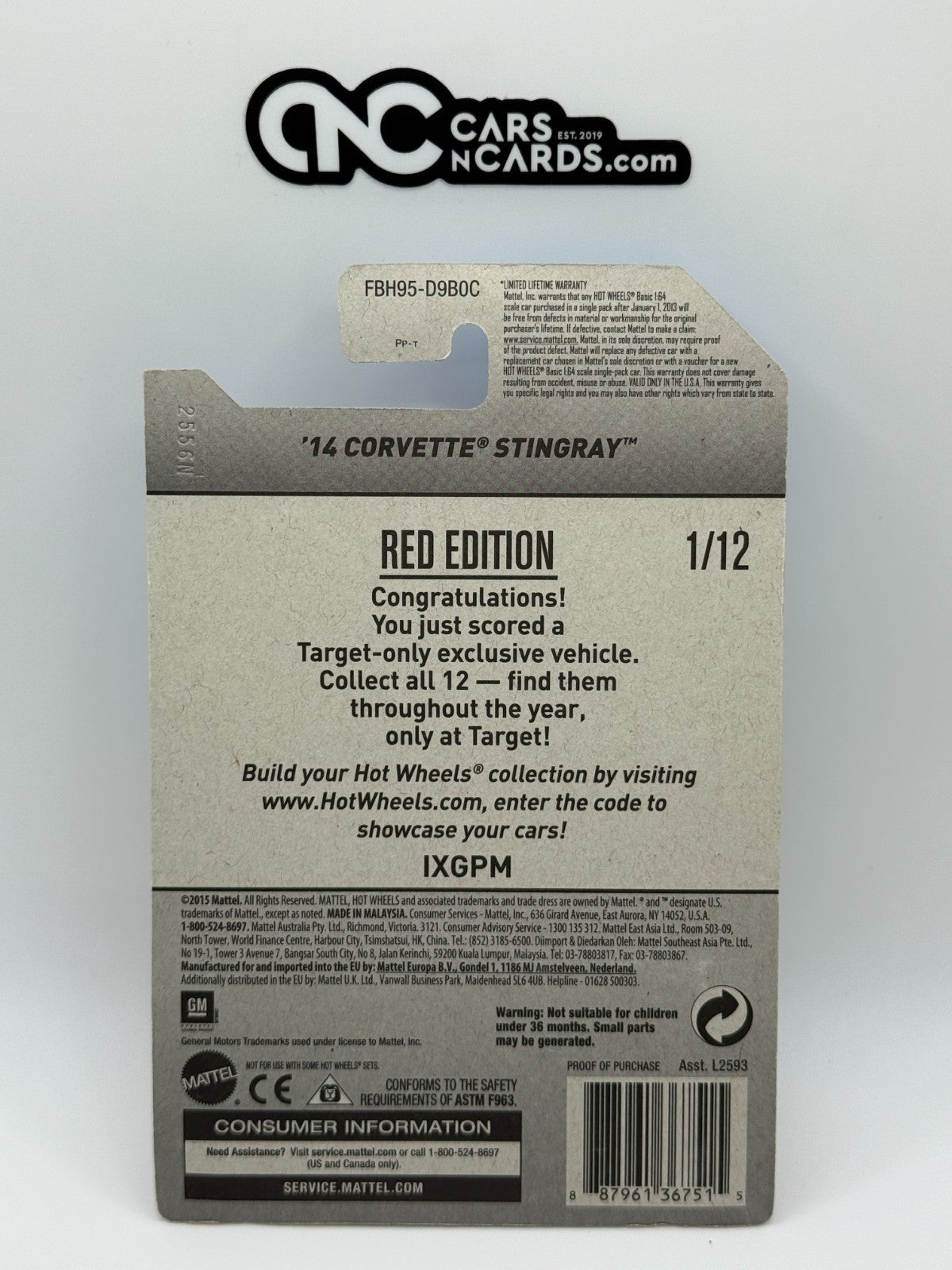2017 Hot Wheels Red Edition 1/12 '14 Corvette Stingray HWPD