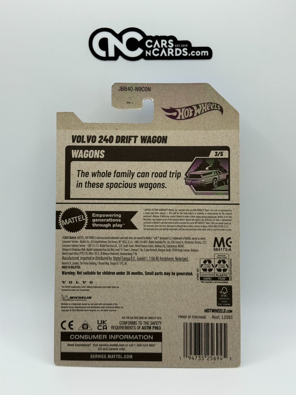 2025 Hot Wheels Wagons 3/5 Volvo 240 Drift Wagon
