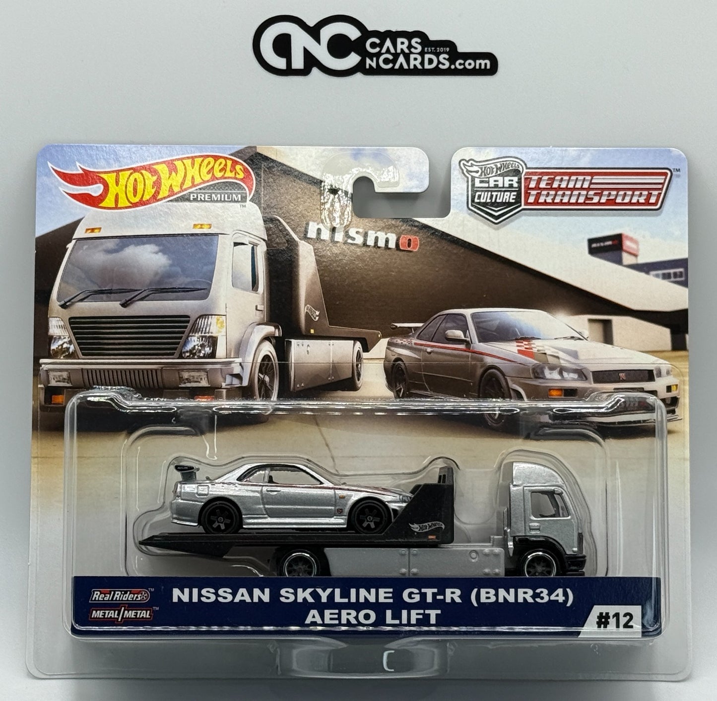 2019 Hot Wheels Premium Team Transport #12 Nissan Skyline GT-R BNR34 W/Protector