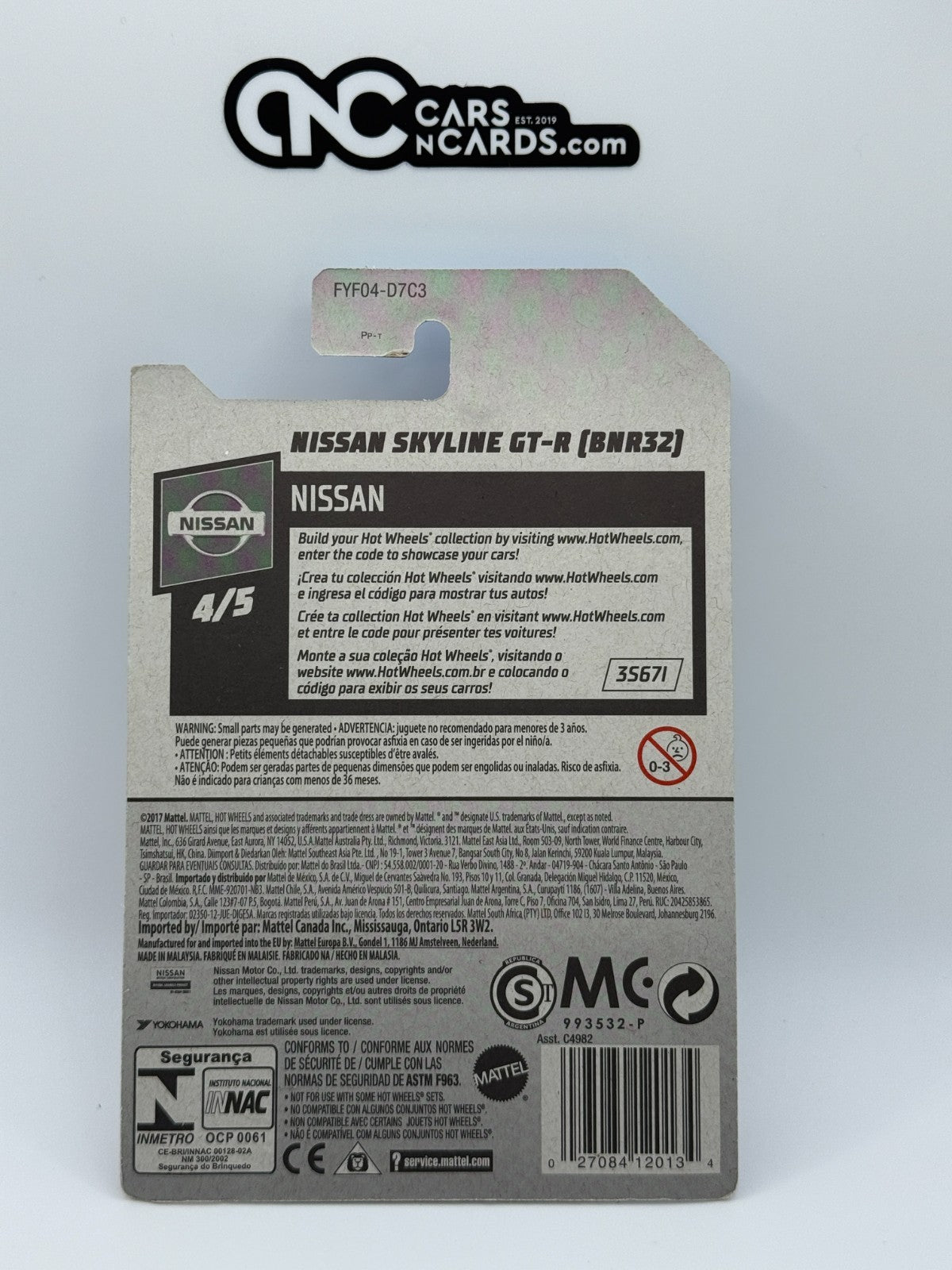 2019 Hot Wheels Nissan 4/5 Nissan Skyline GT-R (BNR32) White (Soft Corners)