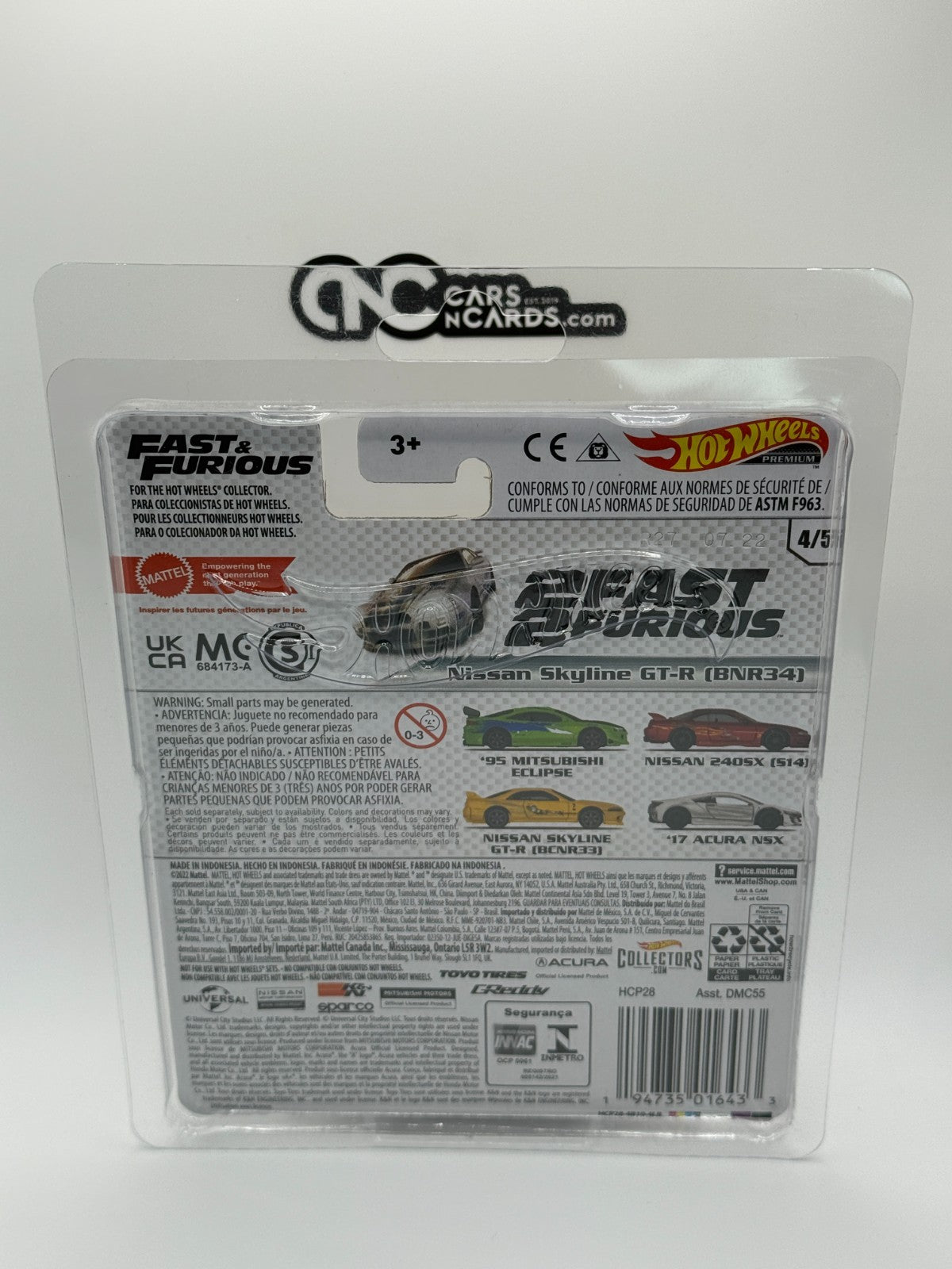 2022 Hot Wheels Premium Fast & Furious 4/5 Nissan Skyline GT-R BNR34 W/Protector