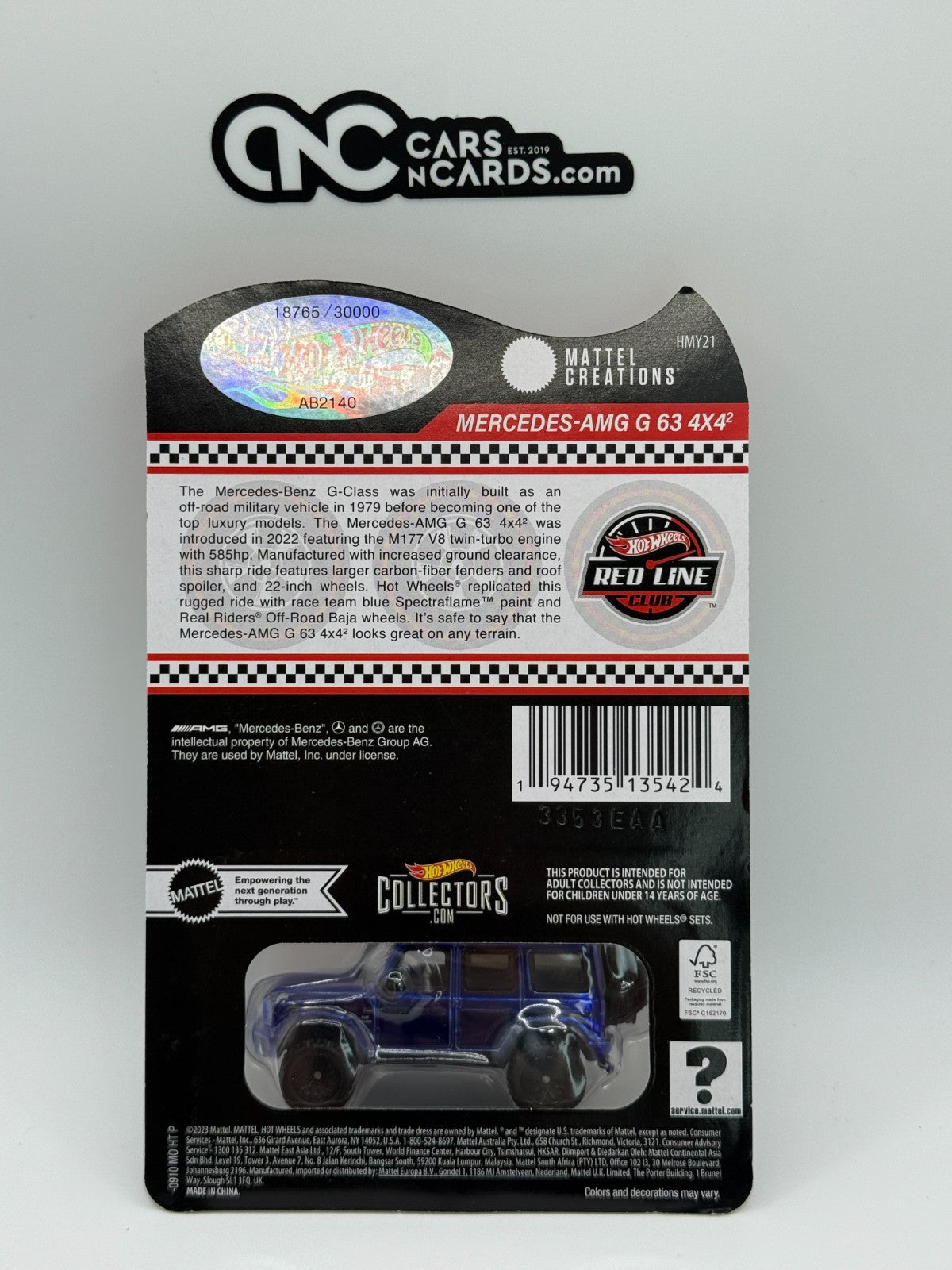 2024 Hot Wheels RLC Mercedes-AMG G 63 4X4 #18765/30000 With Protector