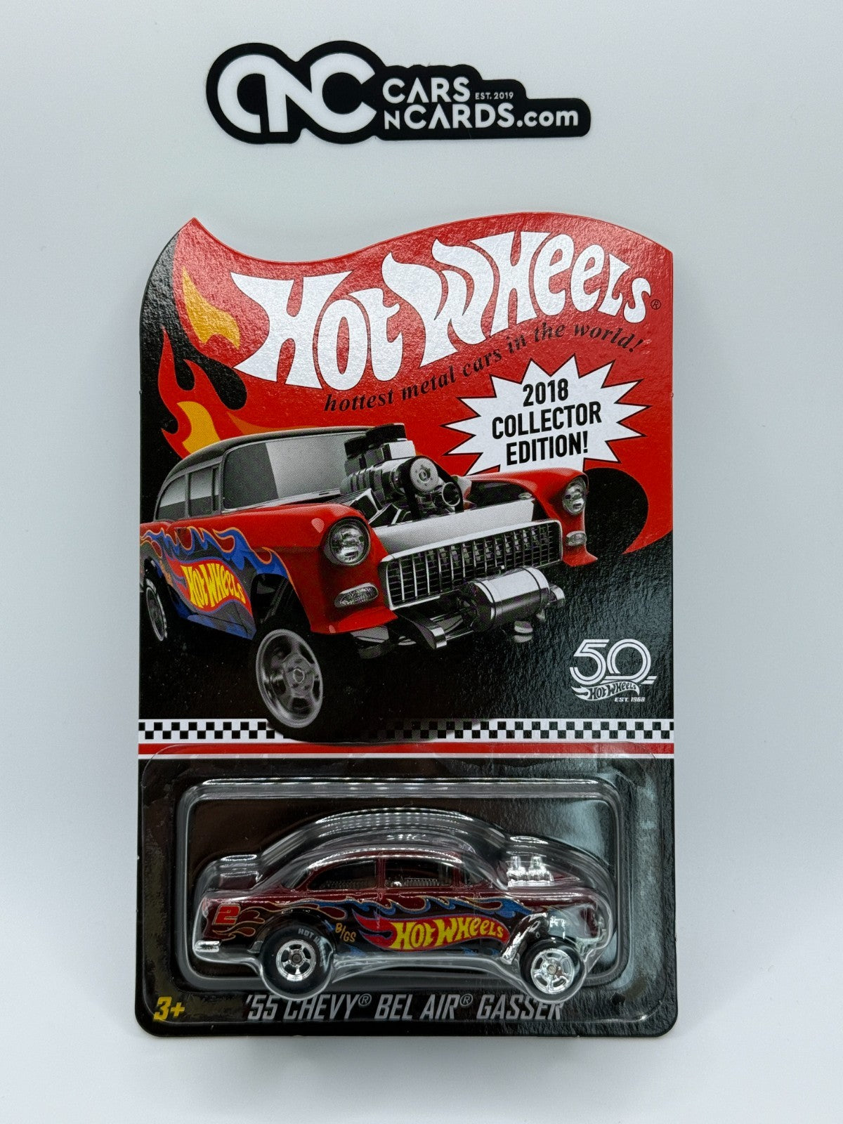 2018 Hot Wheels Mail In Collector Edition '55 Chevy Bel Air Gasser W/Protector