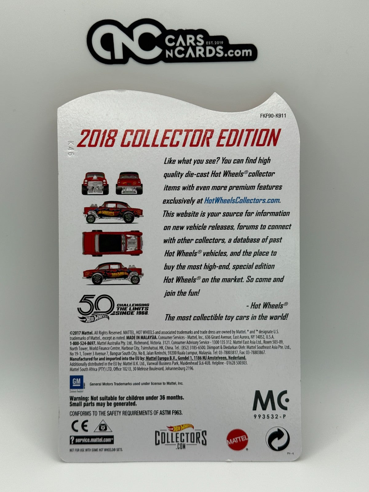 2018 Hot Wheels Mail In Collector Edition '55 Chevy Bel Air Gasser W/Protector