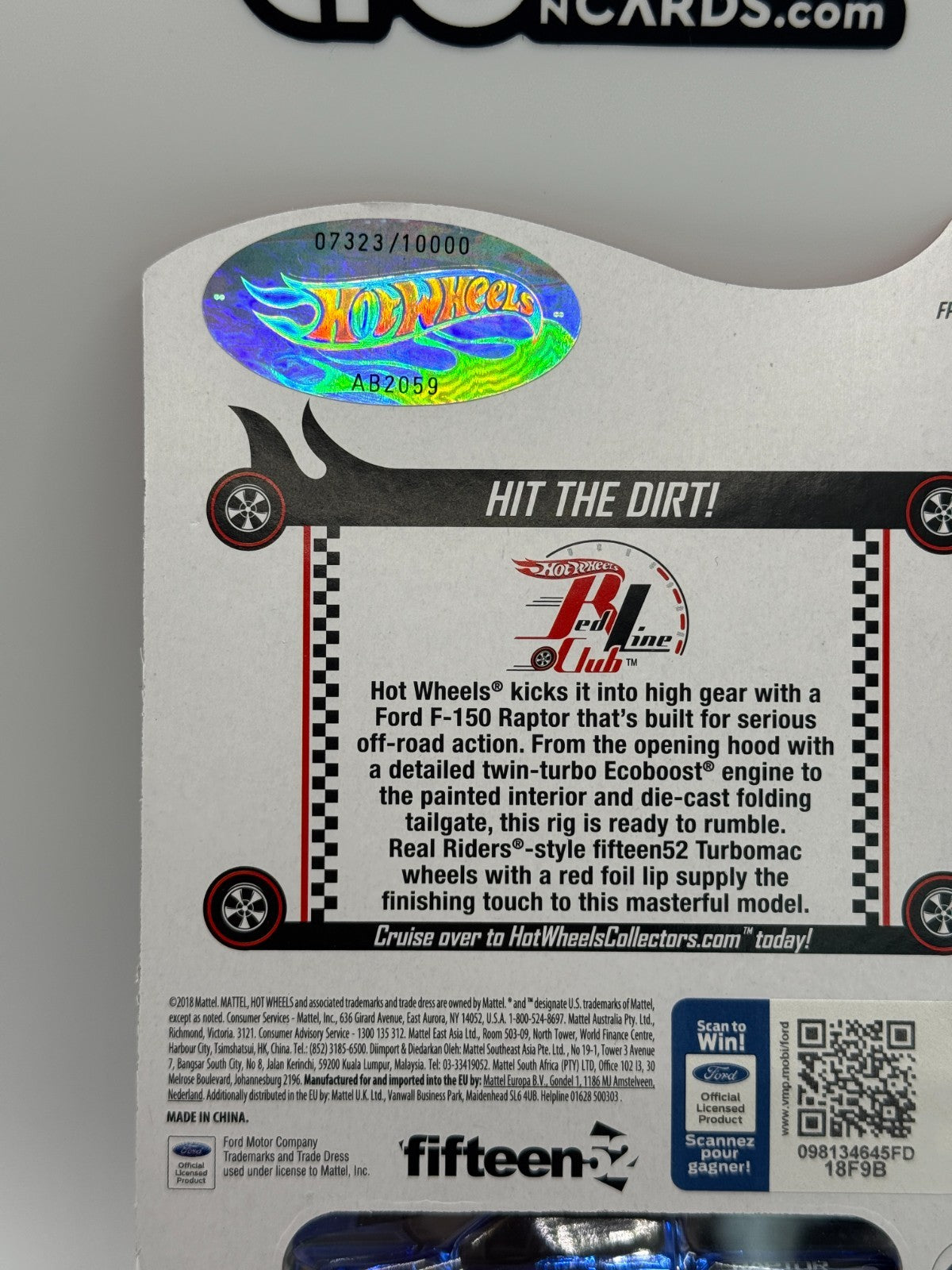2018 Hot Wheels RLC '17 Ford F-150 Raptor #7323/10000 (BLISTER DAMAGE)