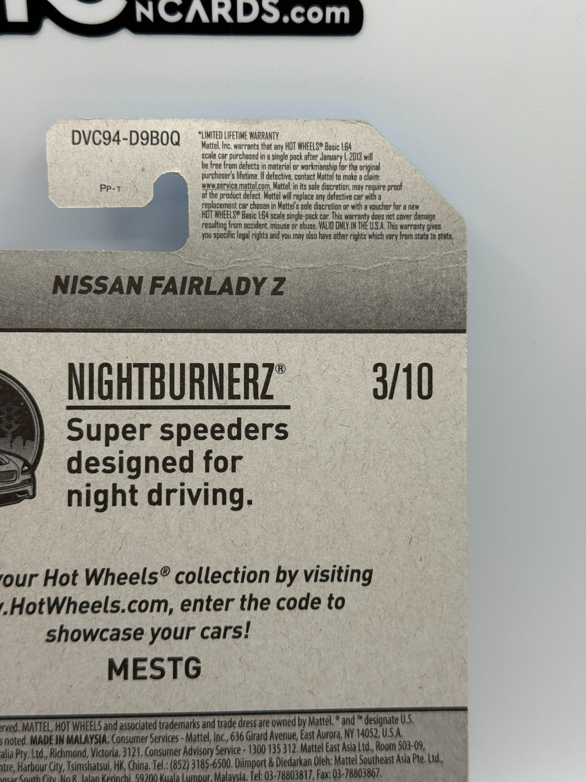 2017 Hot Wheels Super Treasure Hunt Nightburnerz Nissan Fairlady Z Card Crease
