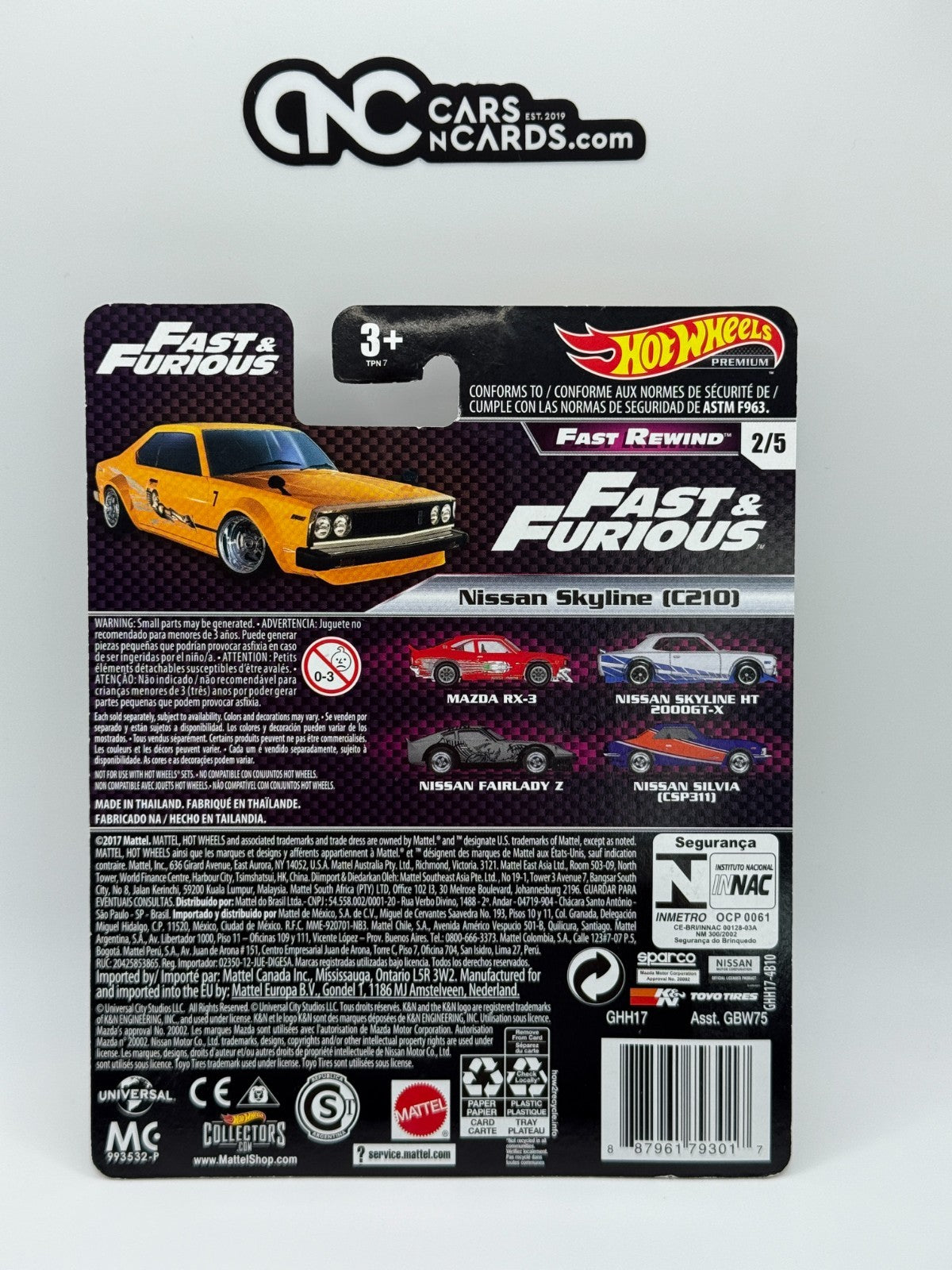 2019 Hot Wheels Premium Fast & Furious Fast Rewind Full Set of 5 Cars