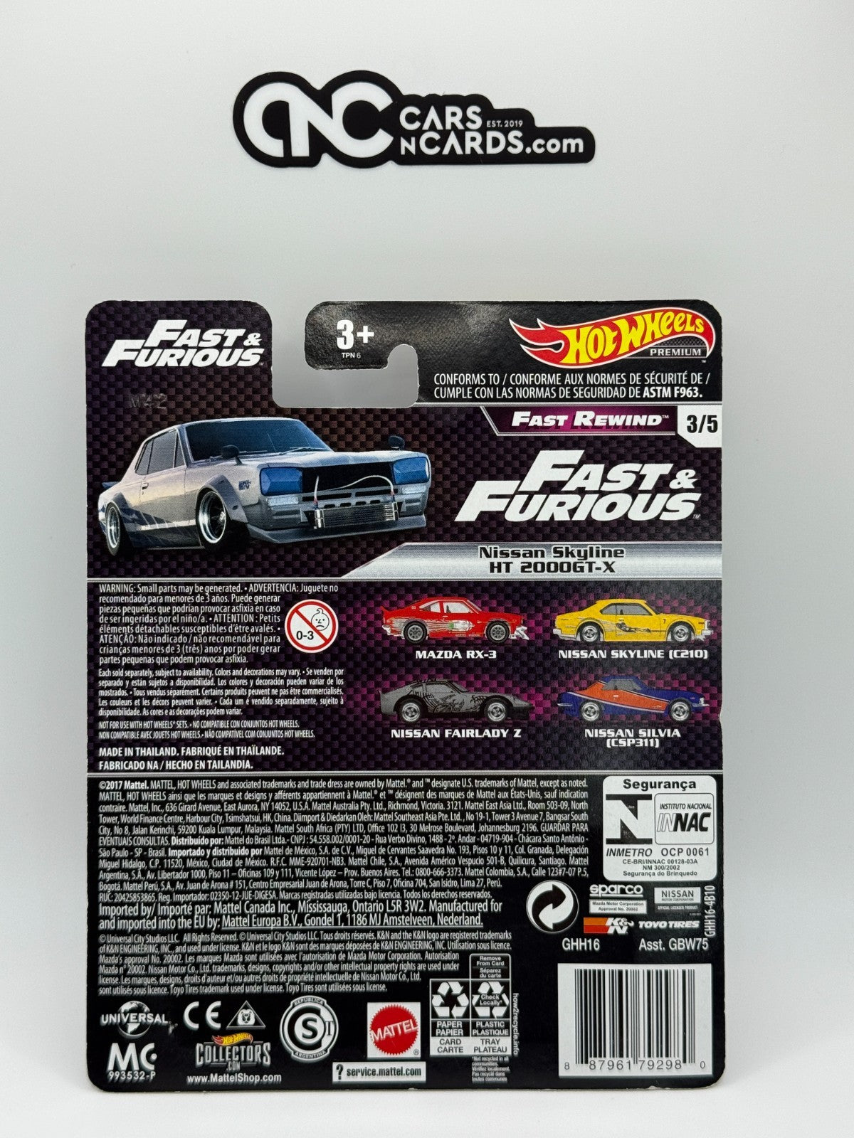 2019 Hot Wheels Premium Fast & Furious Fast Rewind Full Set of 5 Cars