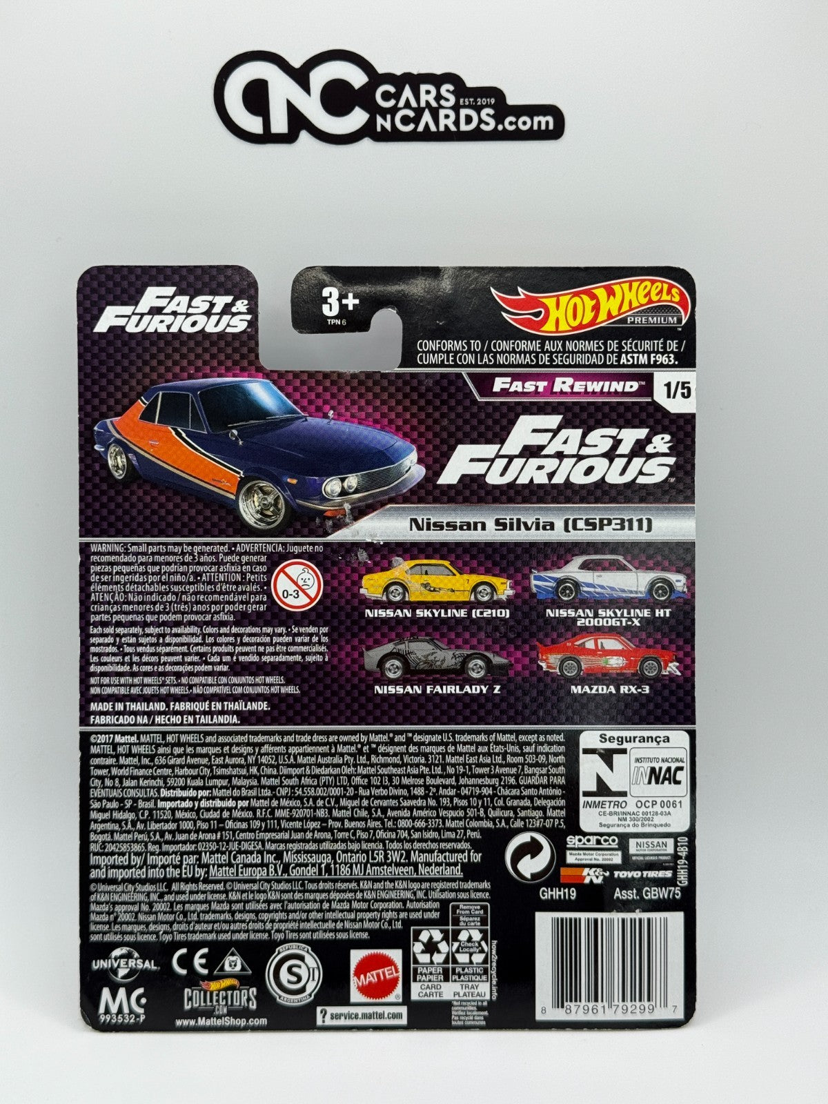 2019 Hot Wheels Premium Fast & Furious Fast Rewind Full Set of 5 Cars