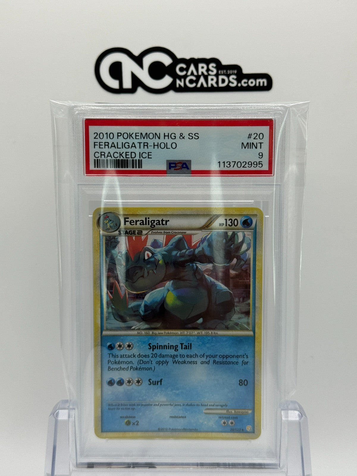 2010 POKEMON HEARTGOLD & SOULSILVER #20 FERALIGATR-HOLO CRACKED ICE PSA 9