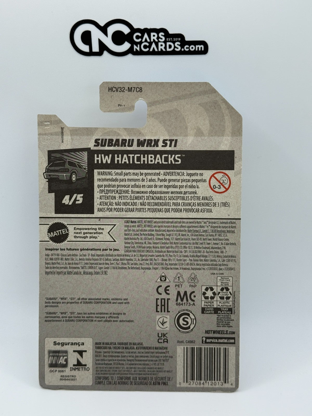 2022 Hot Wheels HW Hatchbacks 4/5 Subaru WRX STI Black (Soft Corners)