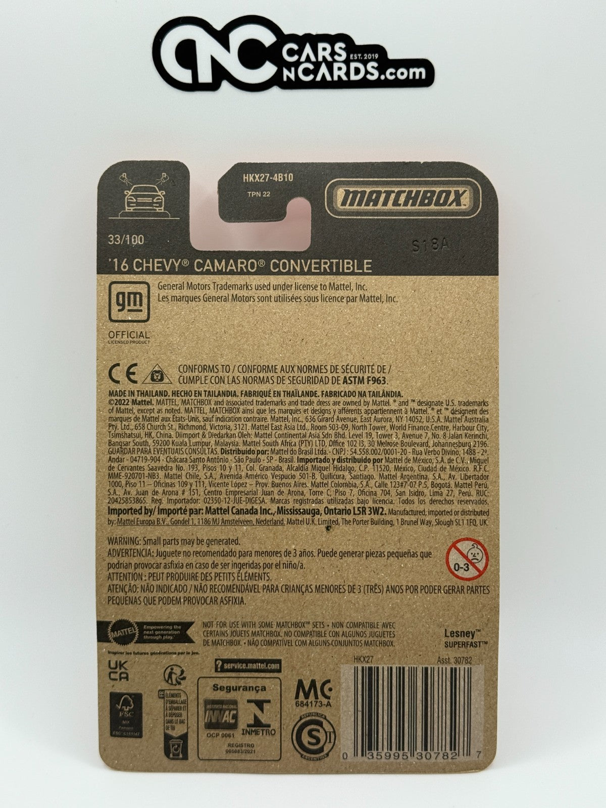 2023 Matchbox '16 Chevy Camaro Convertible 33/100