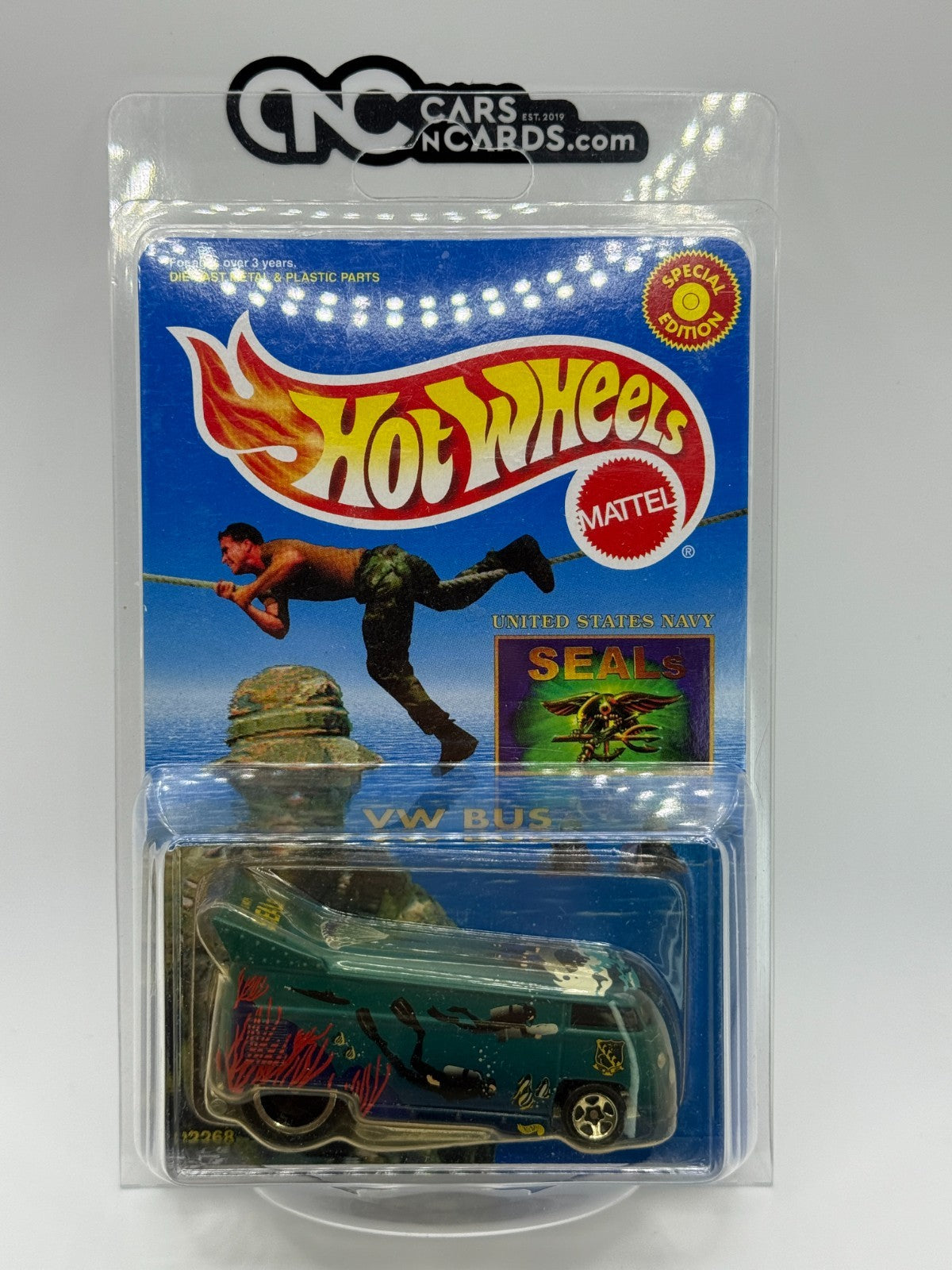 1998 Hot Wheels Collector's Edition Navy Seals VW Drag Bus With Protector