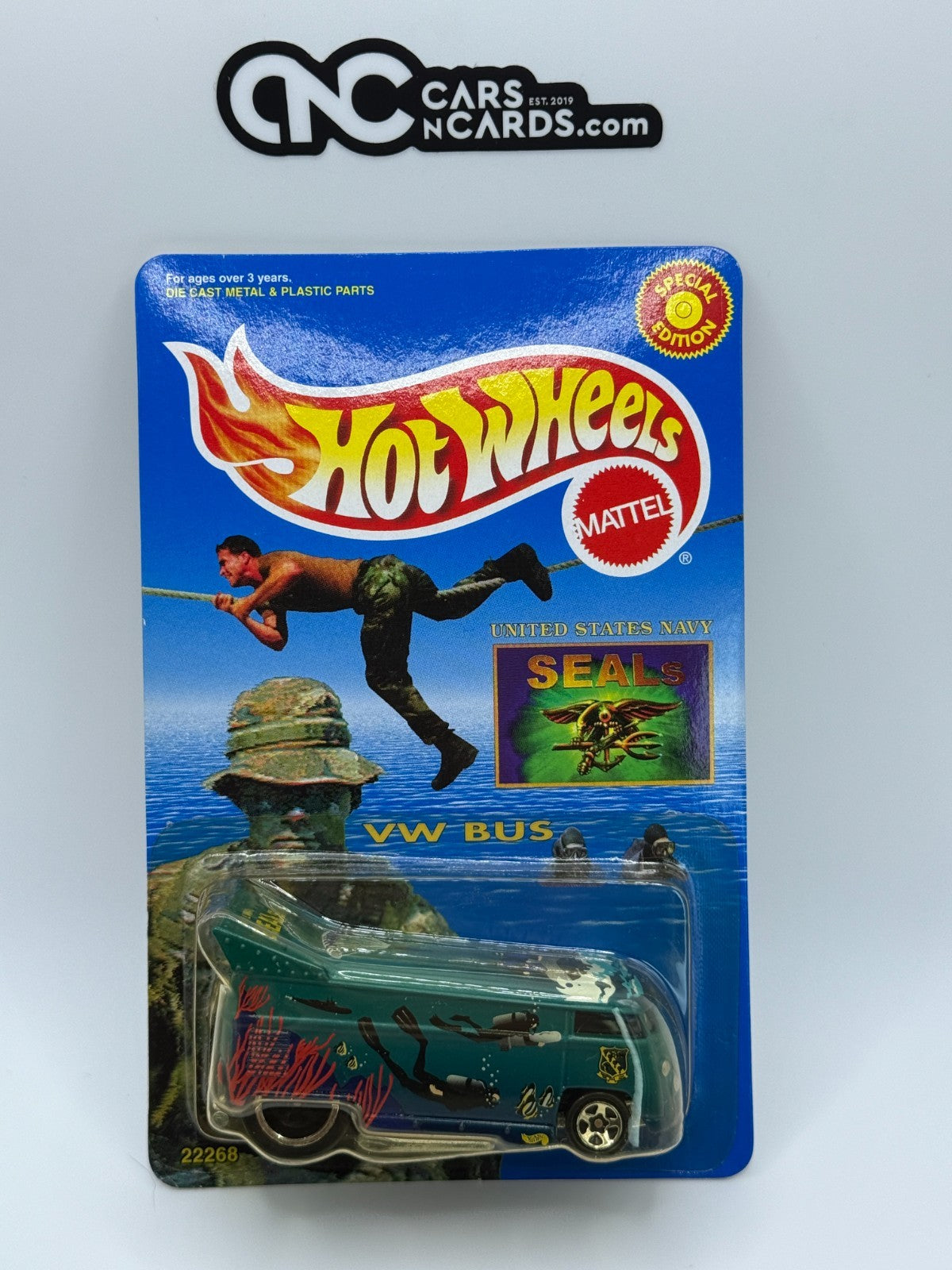 1998 Hot Wheels Collector's Edition Navy Seals VW Drag Bus With Protector